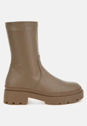 Chunky Faux Leather Calf Boots By RUW