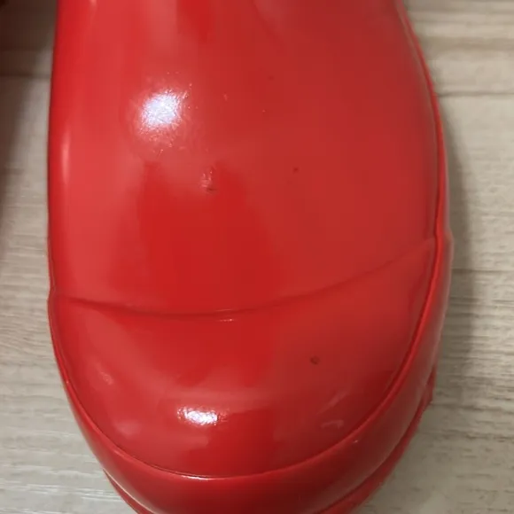 COACH Red Rubber Rain Boot - Pearl Signature Monogram New York Women's size 6