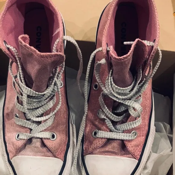 Converse CTAS pink shimmer, silver, girls sz1