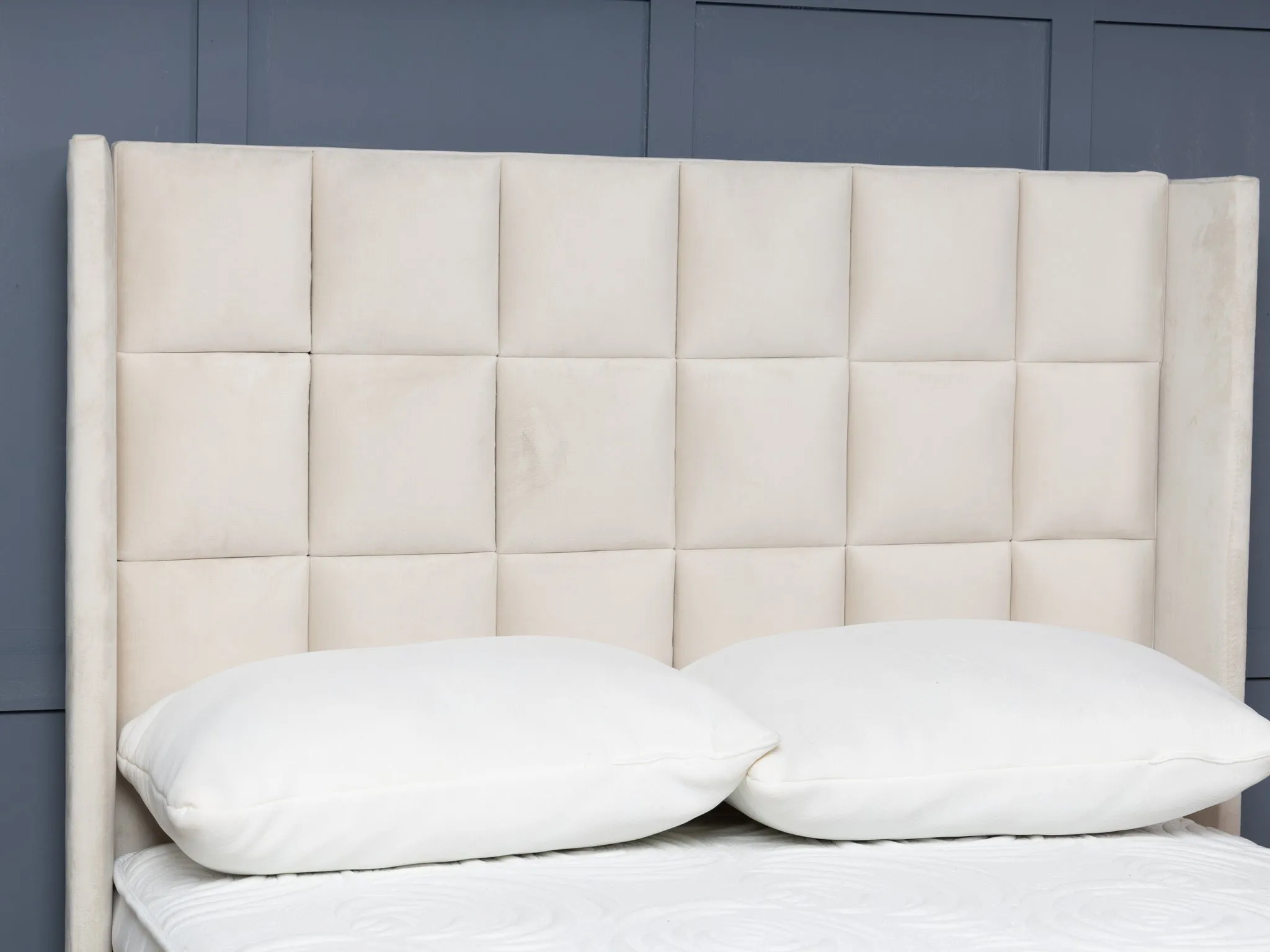 Cube Alistair Divan Bed Set With Mattress Options And Floorstanding Winged Headboard