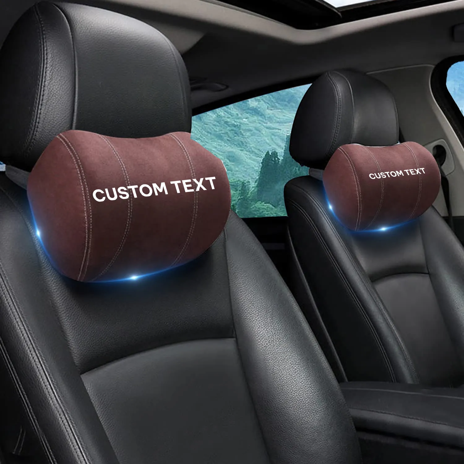 Custom Text For Car Headrest (2 PCS), Compatible with All Cars, 2023 Update Version Premium Memory Foam Car Neck Pillow MS15985