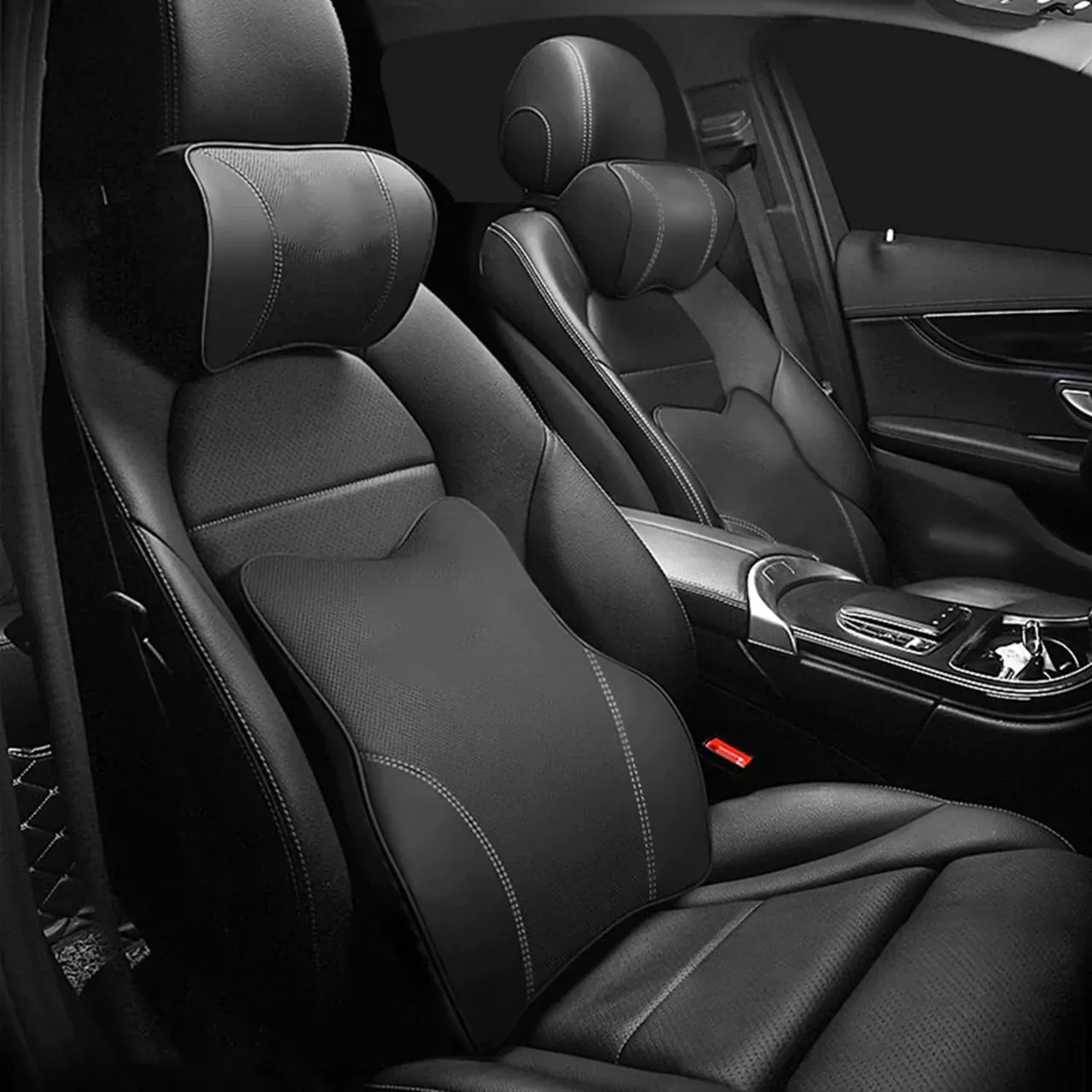 Custom Text For Car Headrest Neck Pillow and Lumbar Support Back Cushion Kit, Compatible with All Cars, Memory Foam Erognomic Design Universal Fit Muscle Pain and Tension Relief for Car Seat AR13992