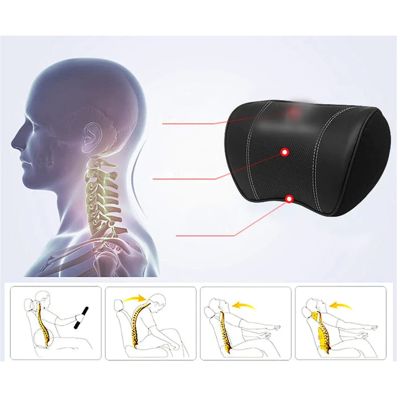 Custom Text For Car Headrest Neck Pillow and Lumbar Support Back Cushion Kit, Compatible with All Cars, Memory Foam Erognomic Design Universal Fit Muscle Pain and Tension Relief for Car Seat WQ13992