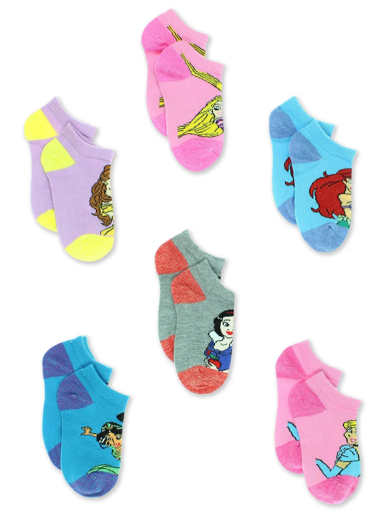 Disney Princess No Show Socks 6-Pack