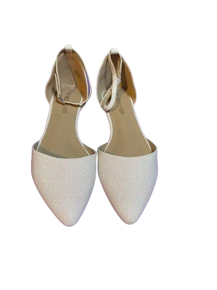 Dream Pairs White Sparkle Ankle Strap Flats