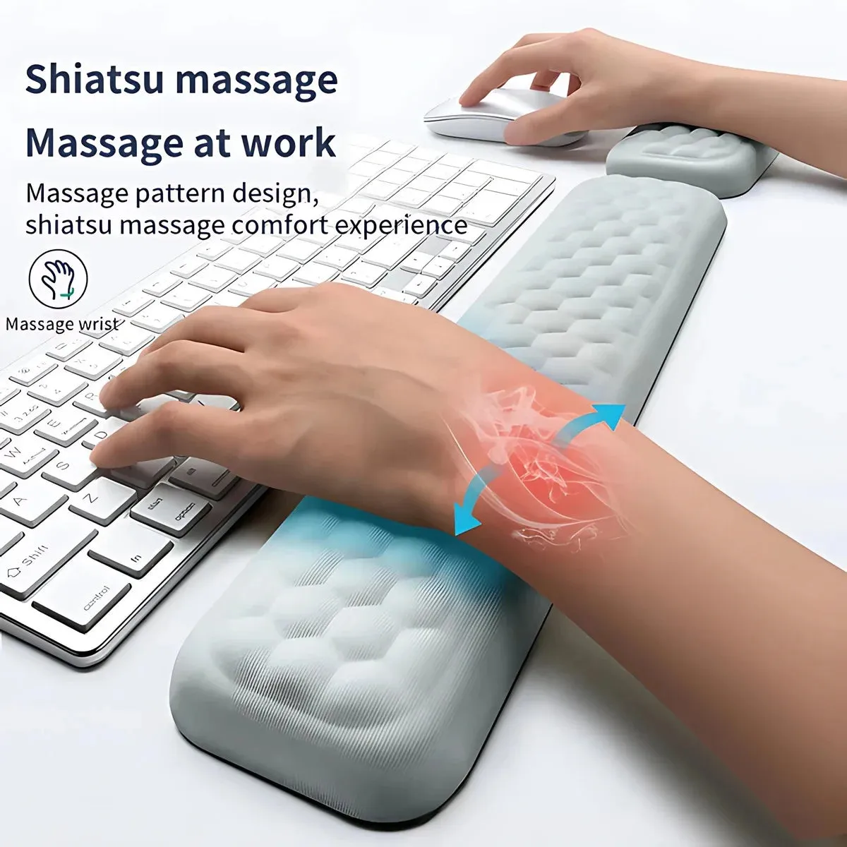 Ergonomic Memory Foam Wrist Rest Mouse Pad - Office Typing Support Desk Mat