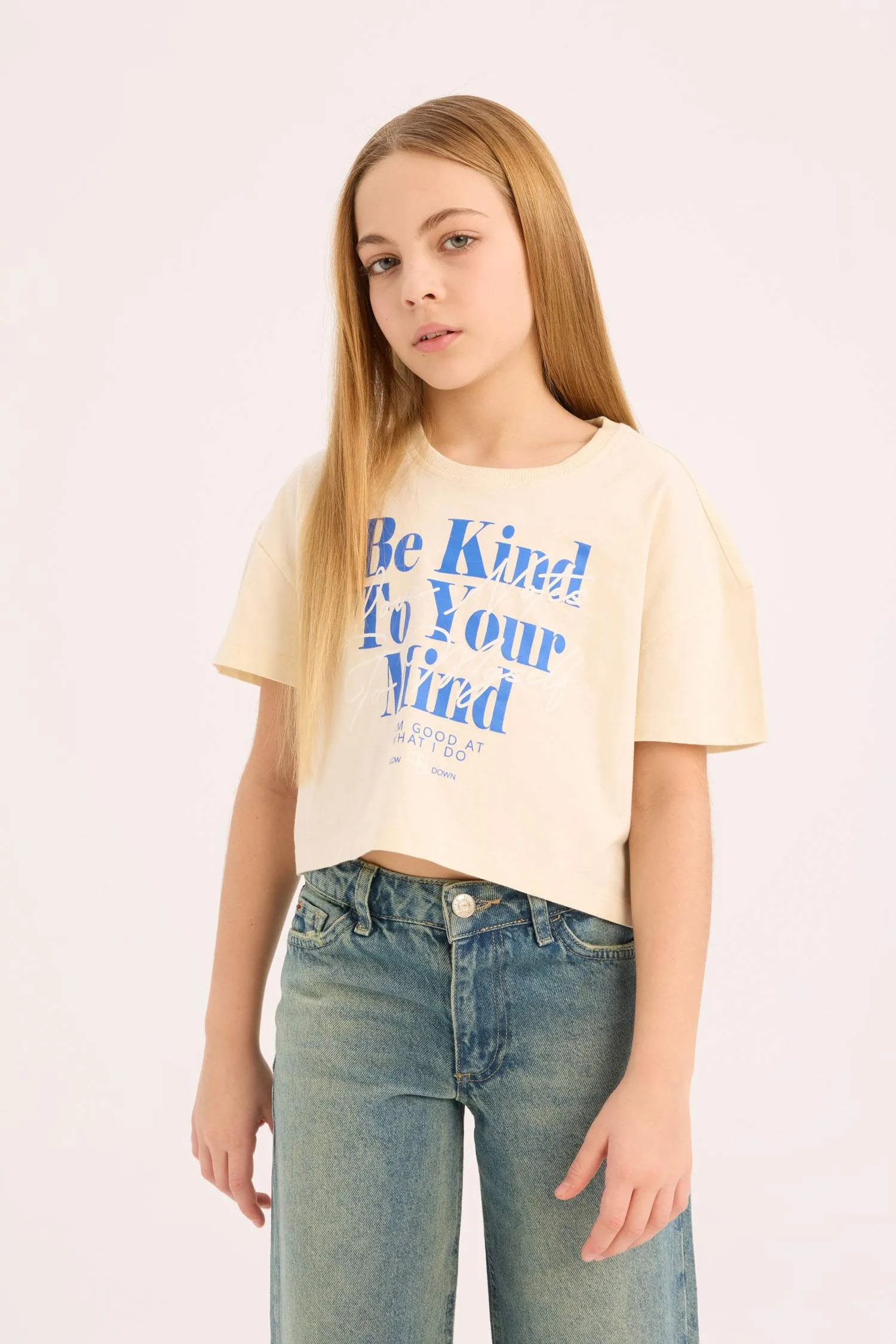 Girl Kids Bicycle Collar Printed Short Sleeve T-shirt