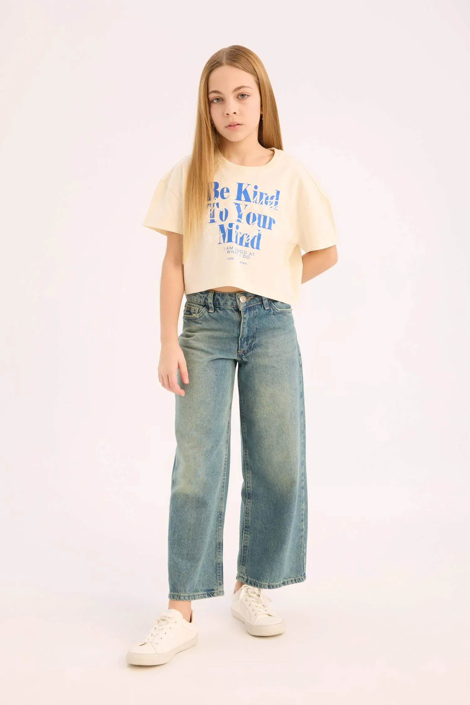 Girl Kids Bicycle Collar Printed Short Sleeve T-shirt
