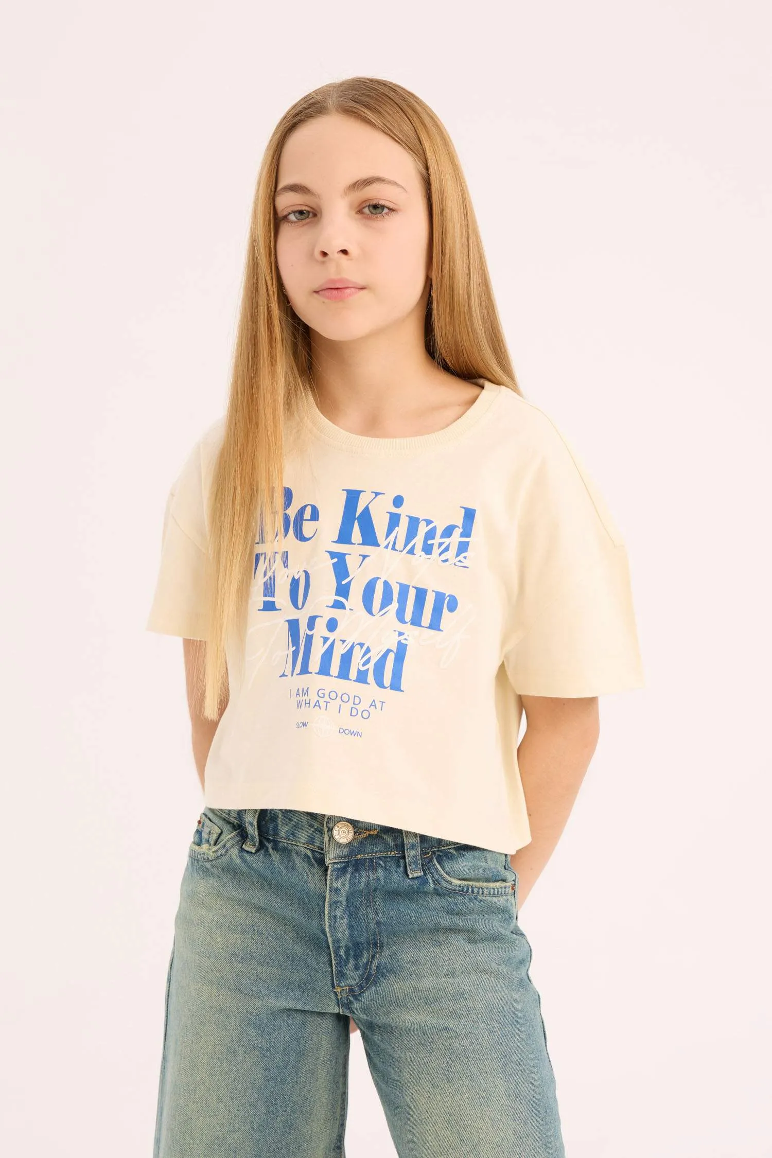 Girl Kids Bicycle Collar Printed Short Sleeve T-shirt