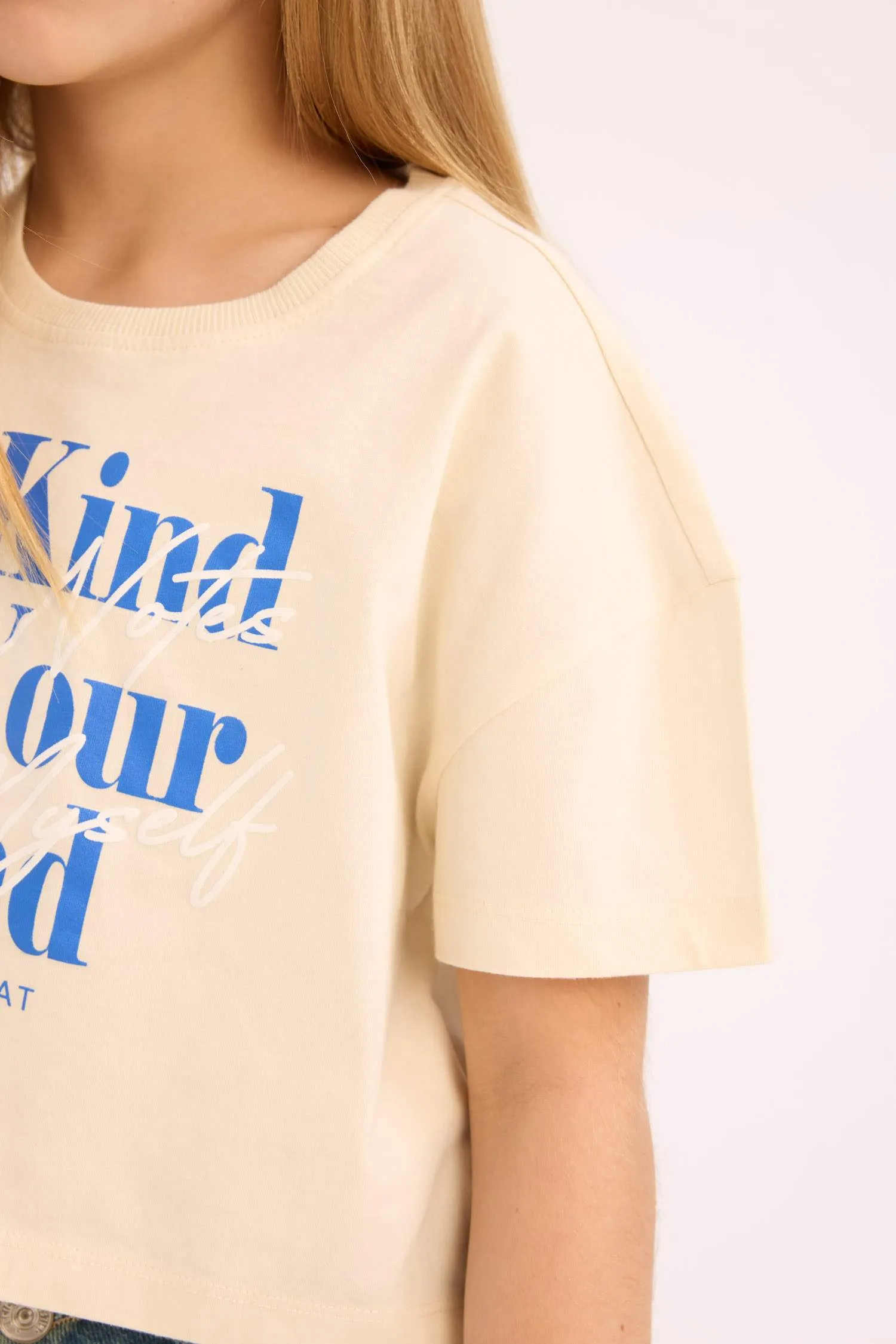 Girl Kids Bicycle Collar Printed Short Sleeve T-shirt