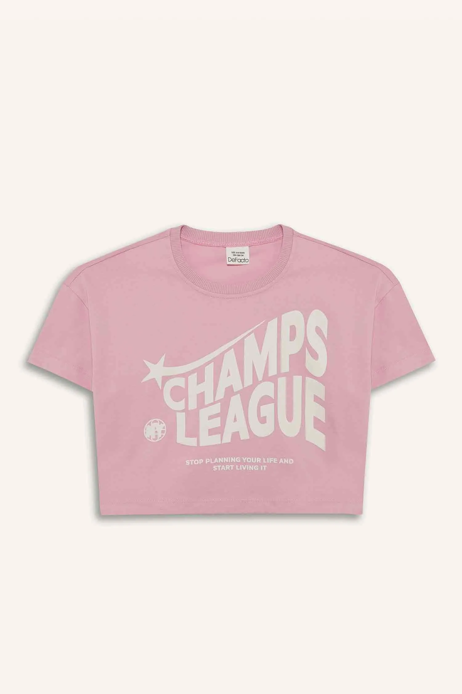Girl Kids Bicycle Collar Printed Short Sleeve T-shirt