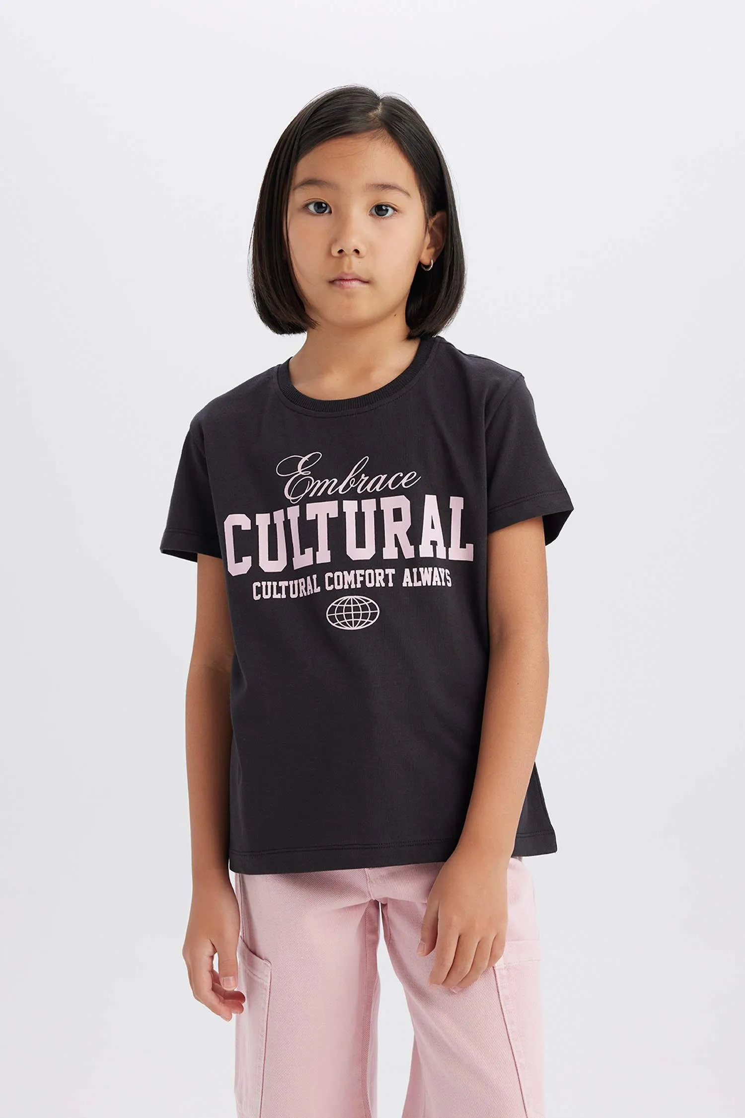 Girl Regular Fit Crew Neck Animal Patterned T-Shirt