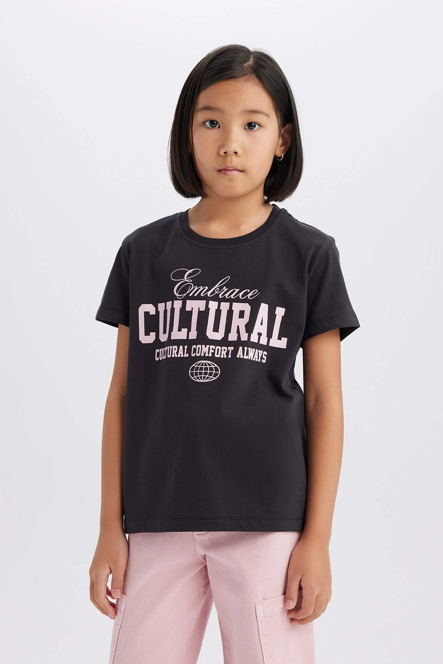 Girl Regular Fit Crew Neck Animal Patterned T-Shirt