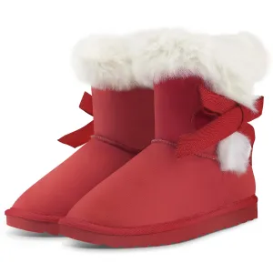 Girls Bow Tie Warm Fur Lined Snow Boots