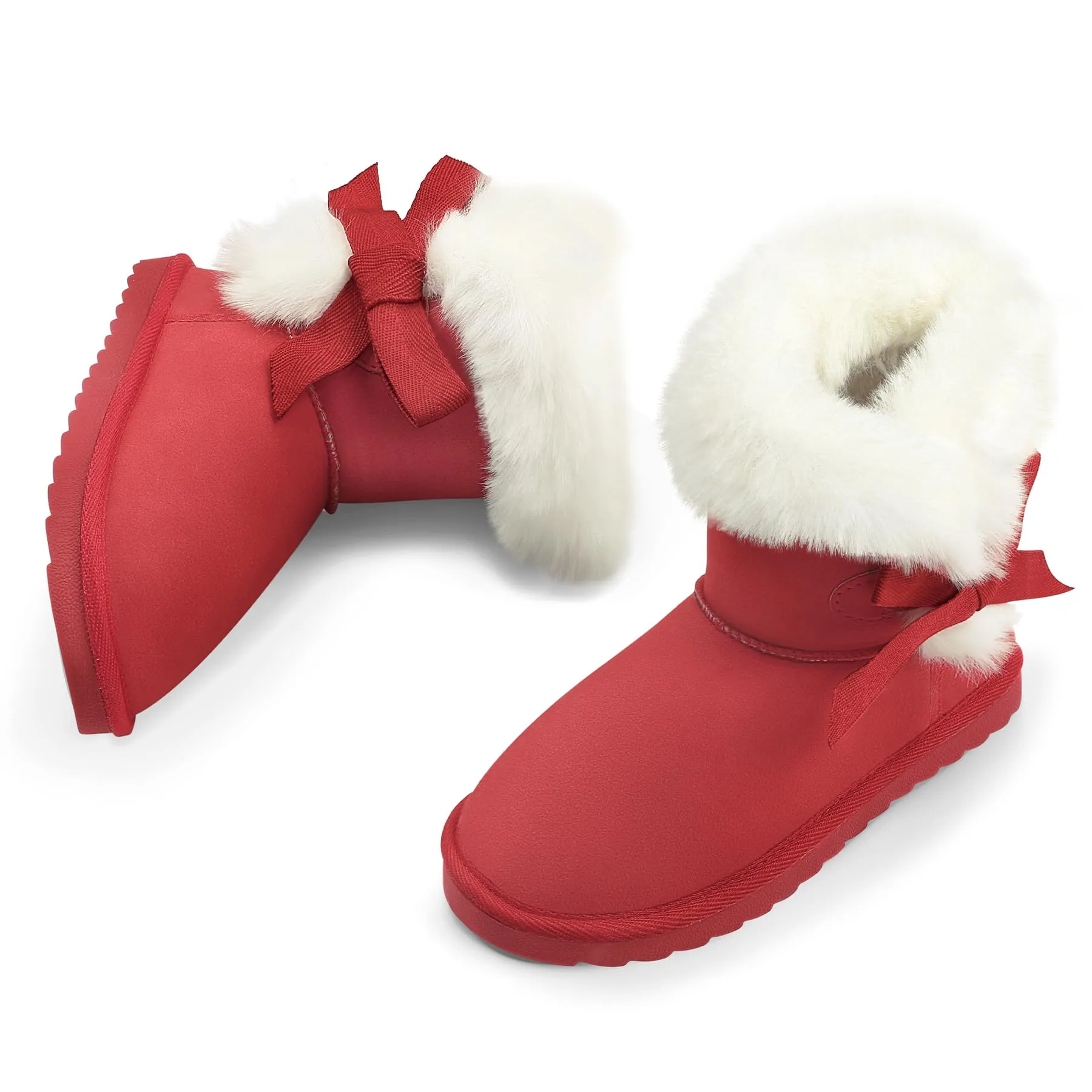 Girls Bow Tie Warm Fur Lined Snow Boots