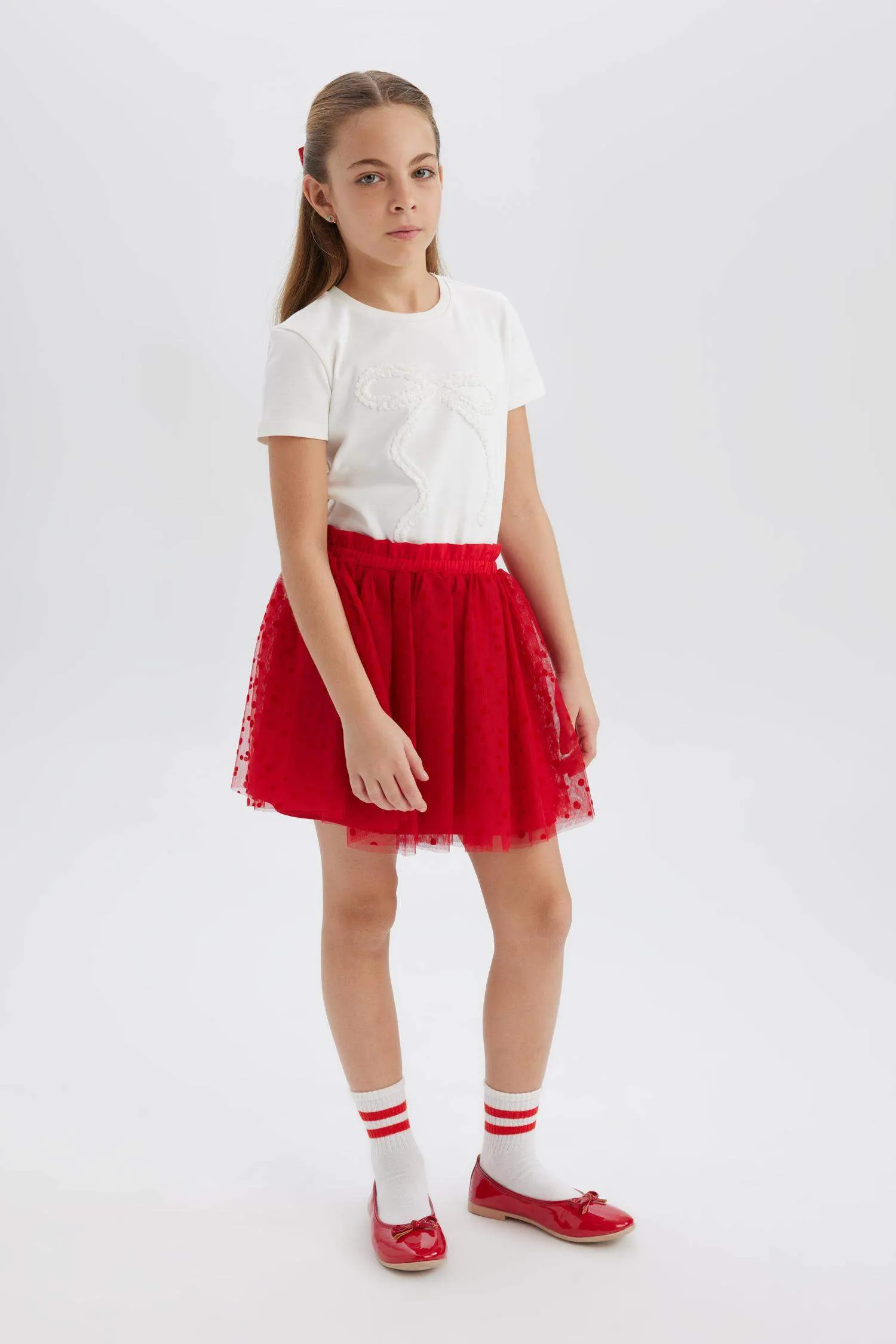 Girls Girl 23 April Children's Day Slim Fit Fit Fit Dirt Bike Collar Printed Short Sleeve T-shirt