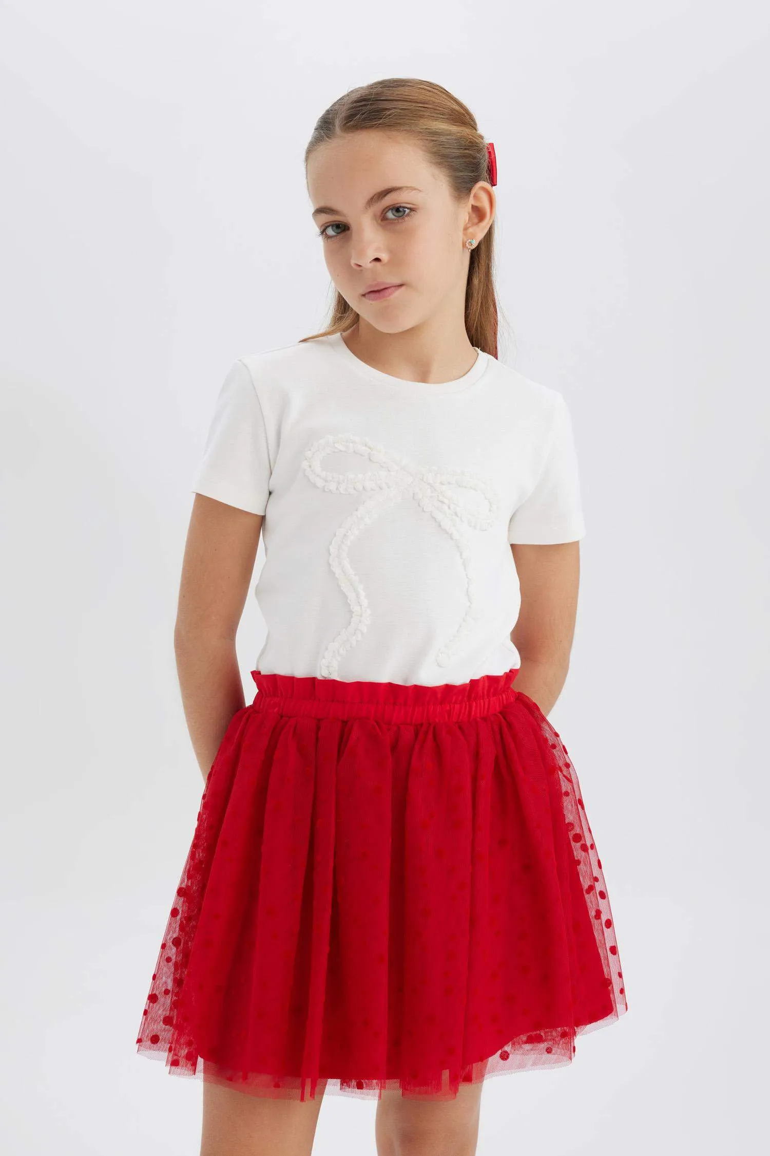 Girls Girl 23 April Children's Day Slim Fit Fit Fit Dirt Bike Collar Printed Short Sleeve T-shirt