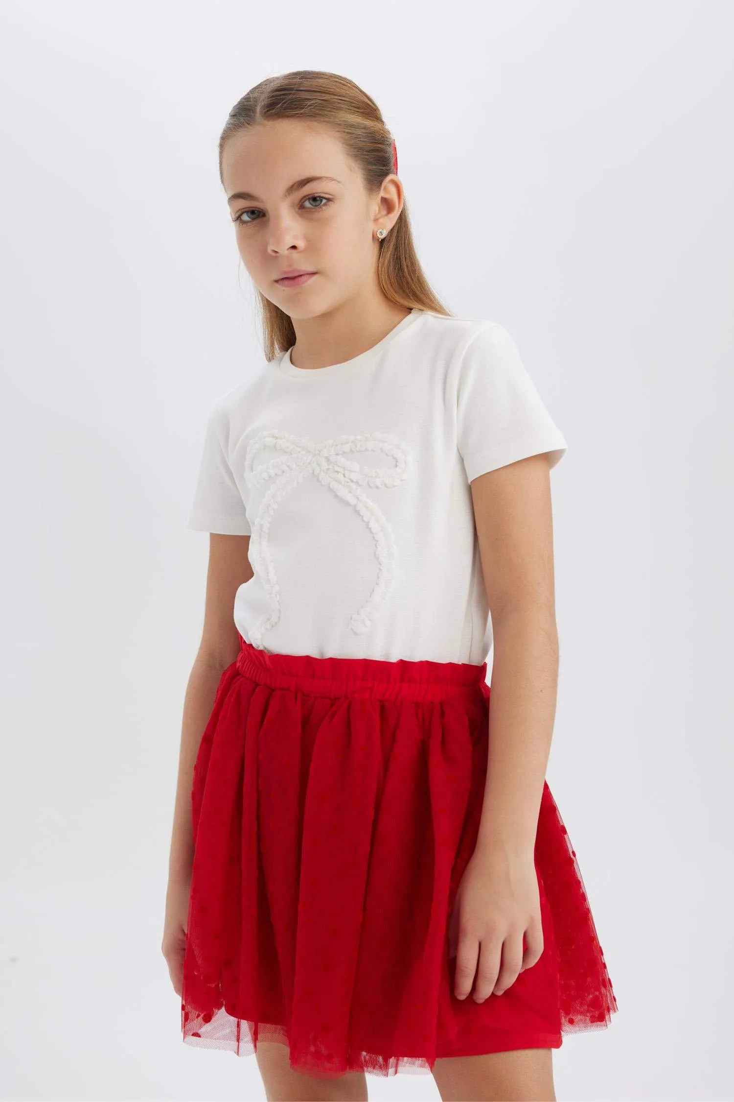 Girls Girl 23 April Children's Day Slim Fit Fit Fit Dirt Bike Collar Printed Short Sleeve T-shirt