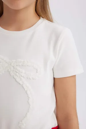 Girls Girl 23 April Children's Day Slim Fit Fit Fit Dirt Bike Collar Printed Short Sleeve T-shirt