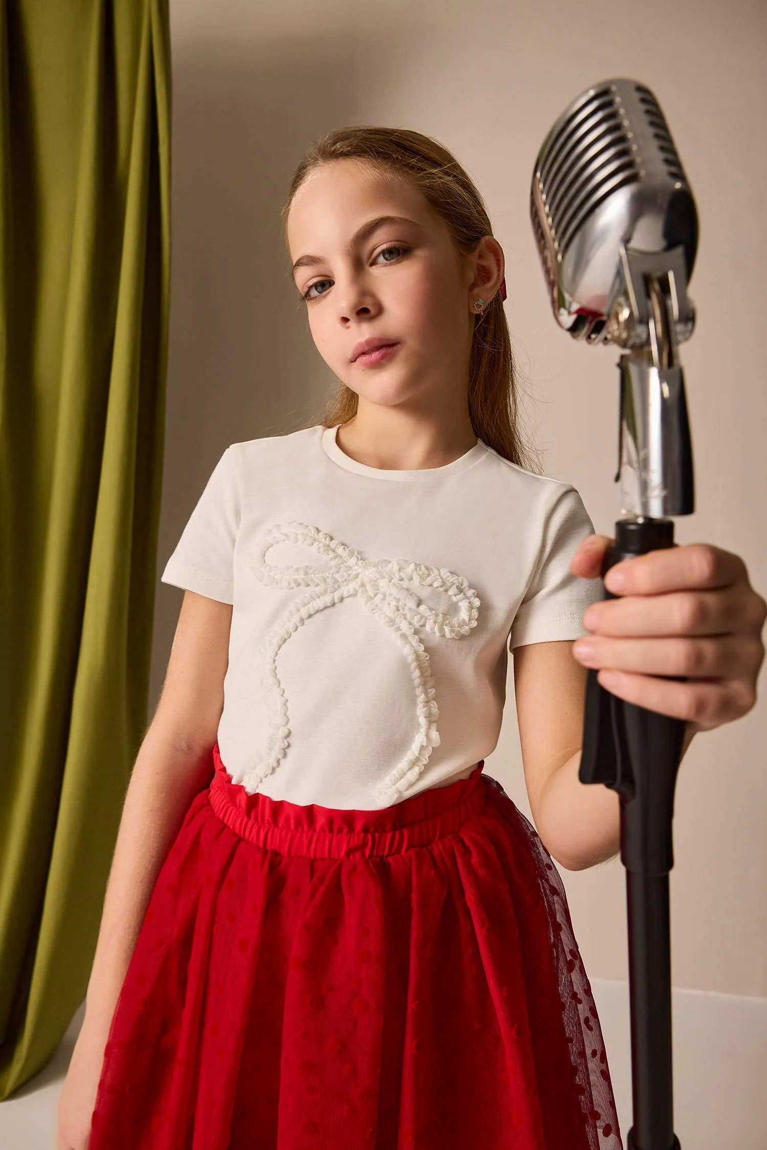 Girls Girl 23 April Children's Day Slim Fit Fit Fit Dirt Bike Collar Printed Short Sleeve T-shirt