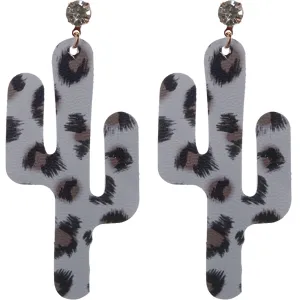 Gray Felt Cactus Earrings