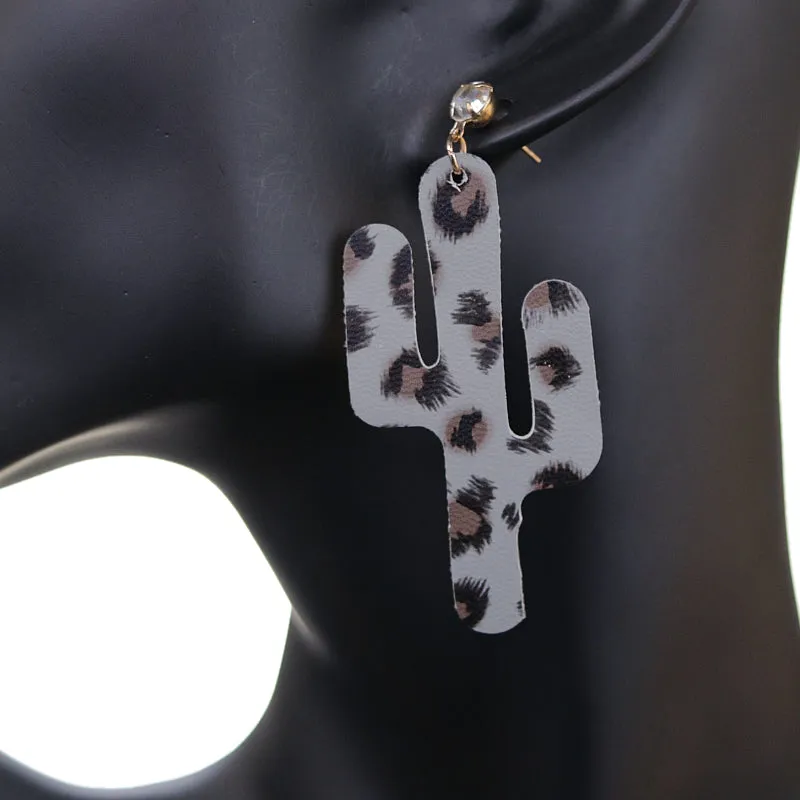 Gray Felt Cactus Earrings