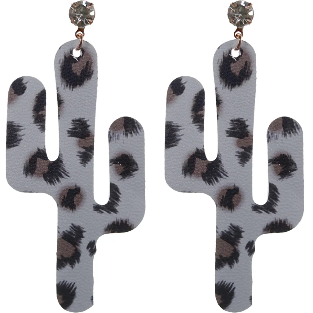 Gray Felt Cactus Earrings
