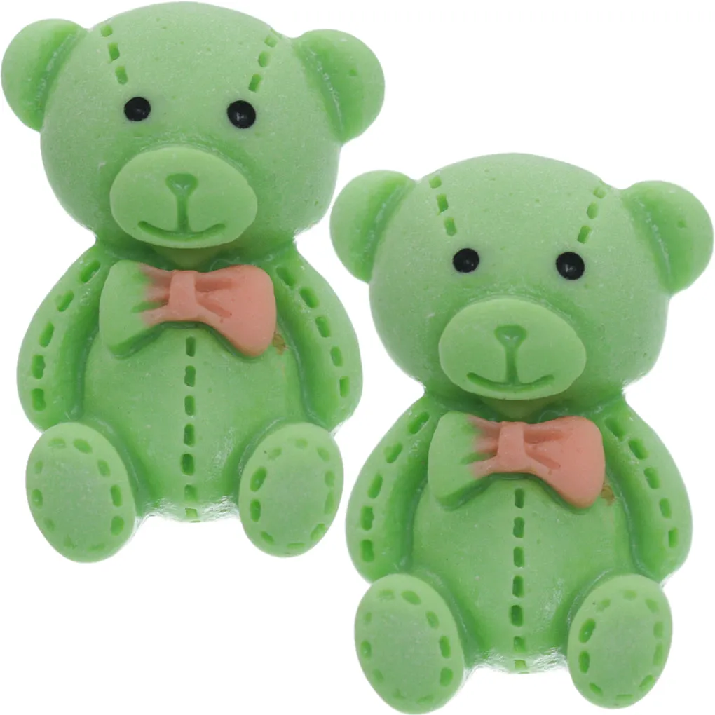Green Bow Tie Mini Teddy Bear Earrings