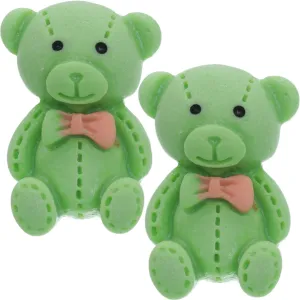 Green Bow Tie Mini Teddy Bear Earrings