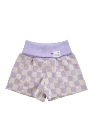 Grow With Me Wide Shorts | Lavender Macaron Checkered