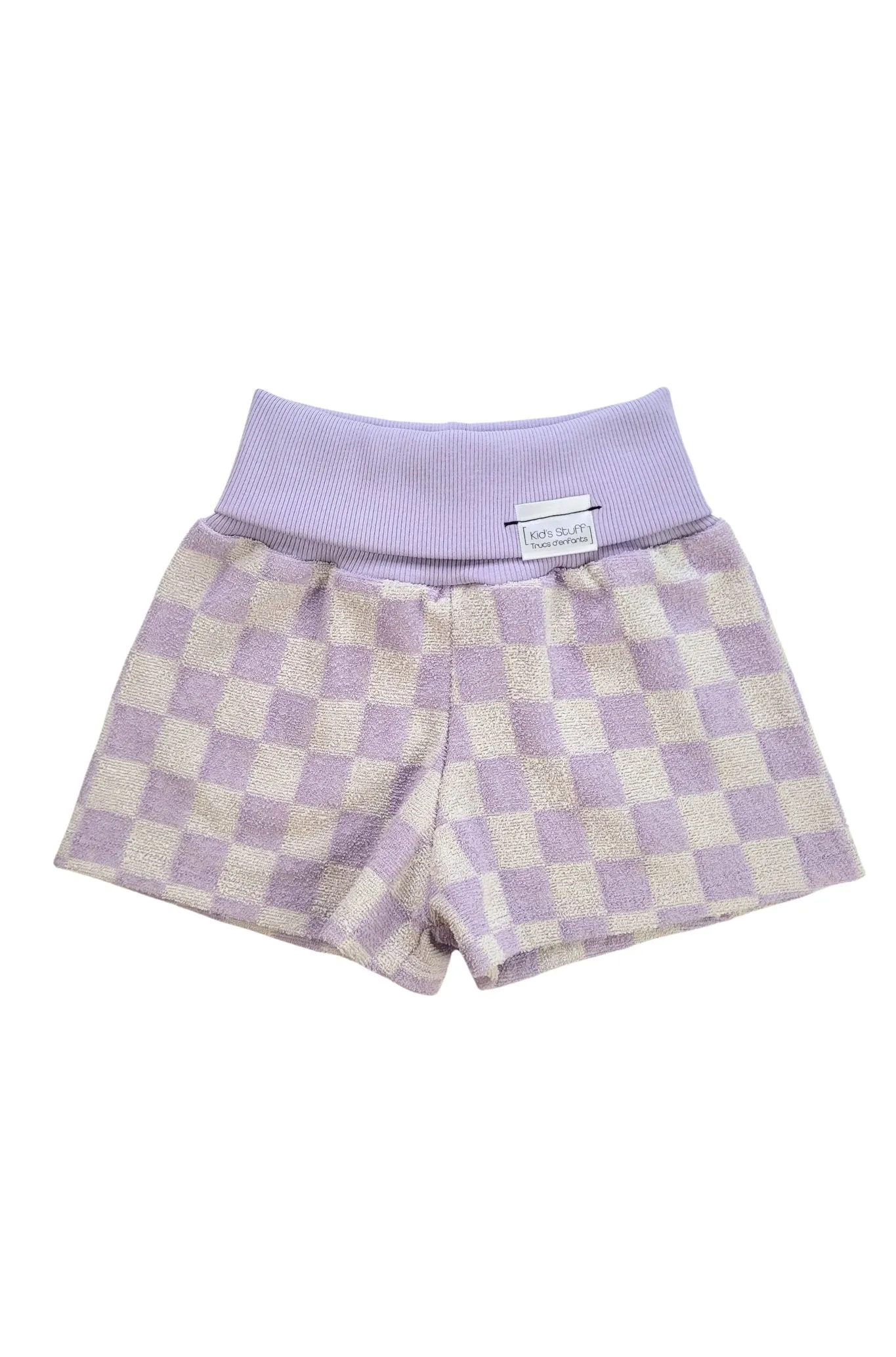 Grow With Me Wide Shorts | Lavender Macaron Checkered