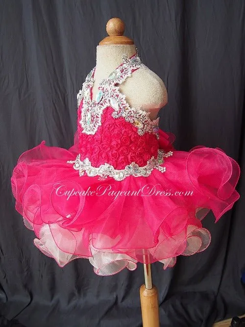 Halter Beaded Bodice Lace Newborn/Toddler/Kid Girls' Pageant Dress