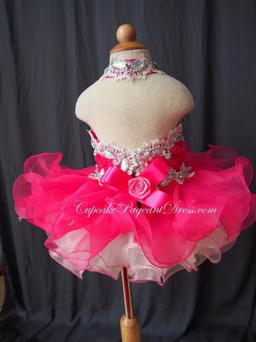 Halter Beaded Bodice Lace Newborn/Toddler/Kid Girls' Pageant Dress