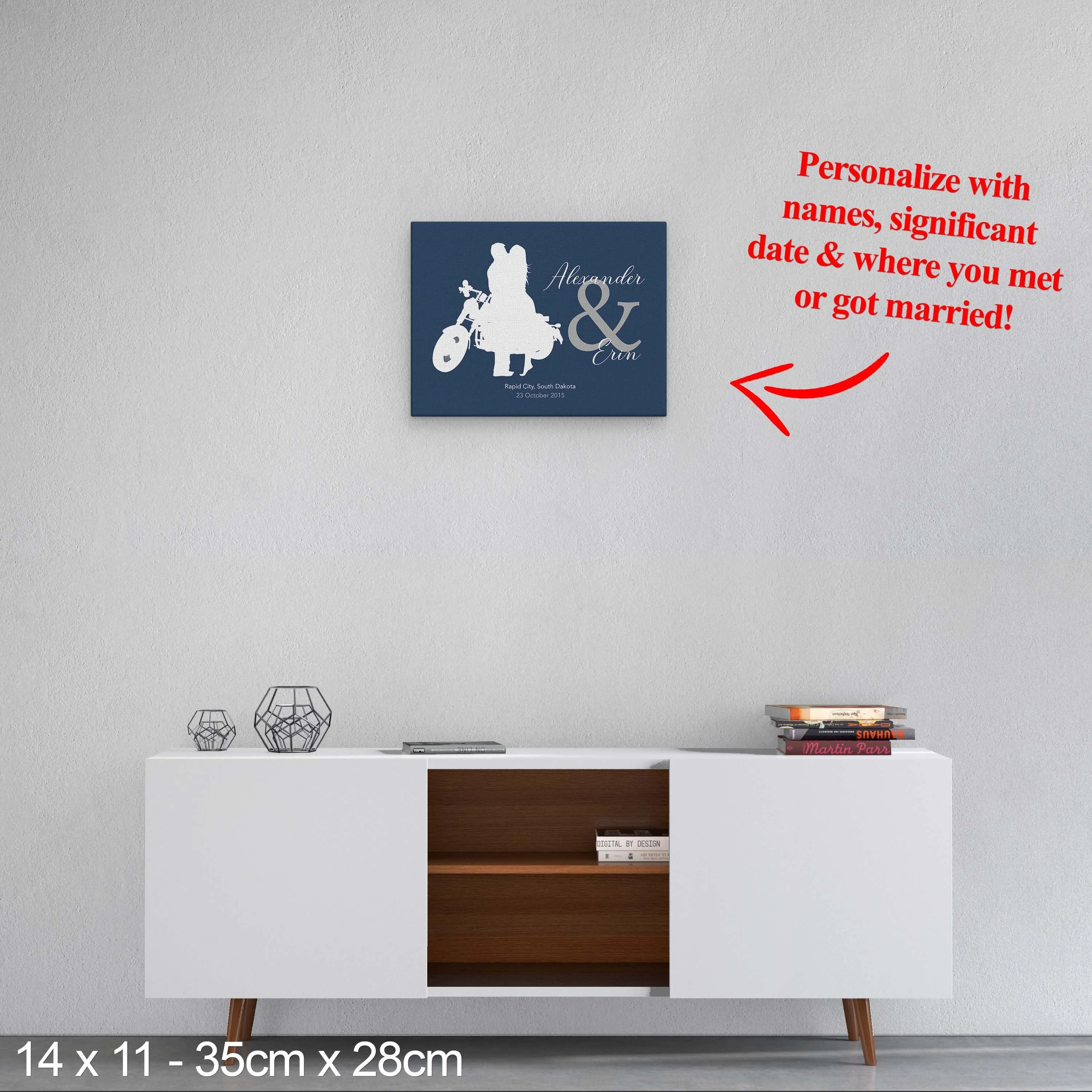 Happy Biker Couple - Matte Canvas Wall Art