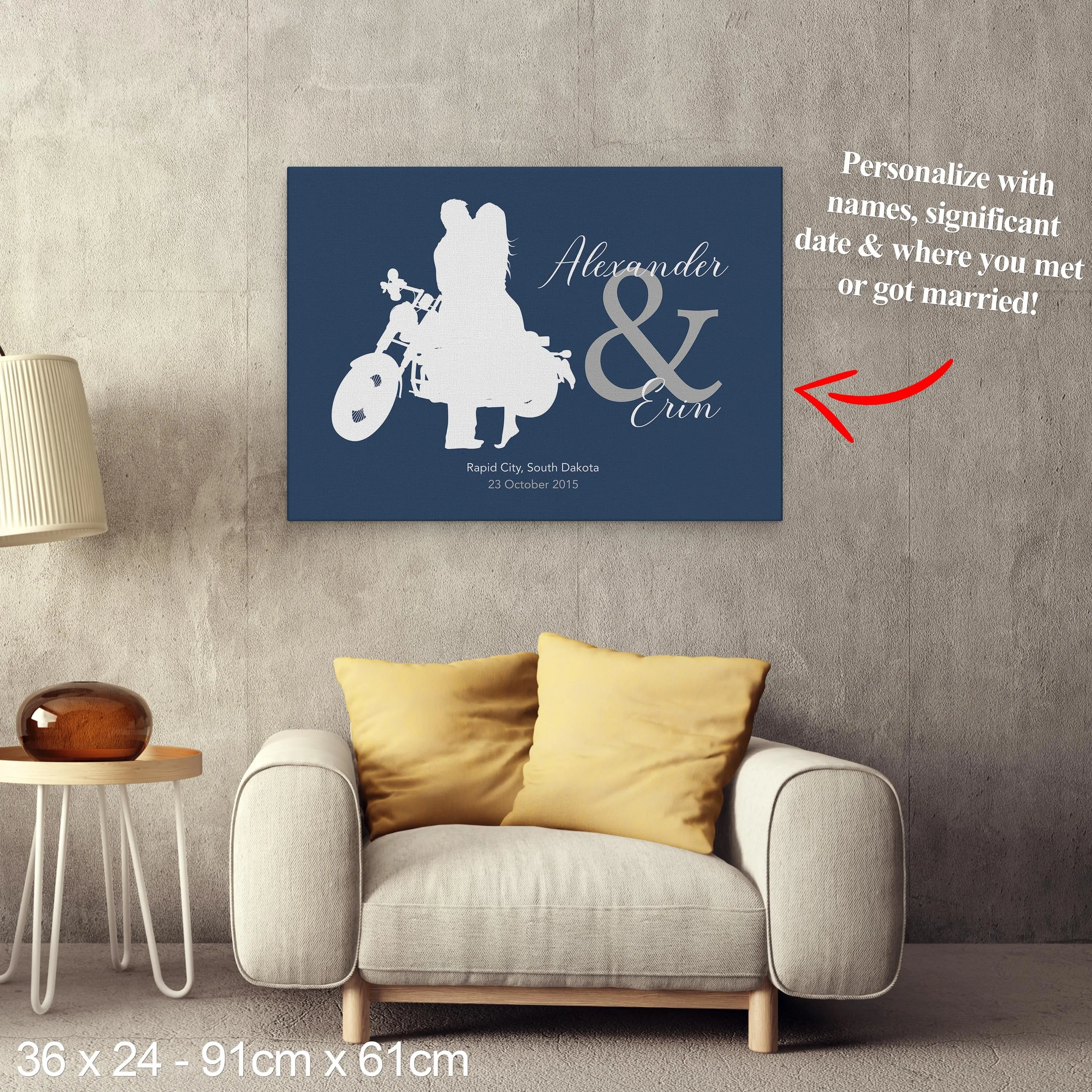 Happy Biker Couple - Matte Canvas Wall Art