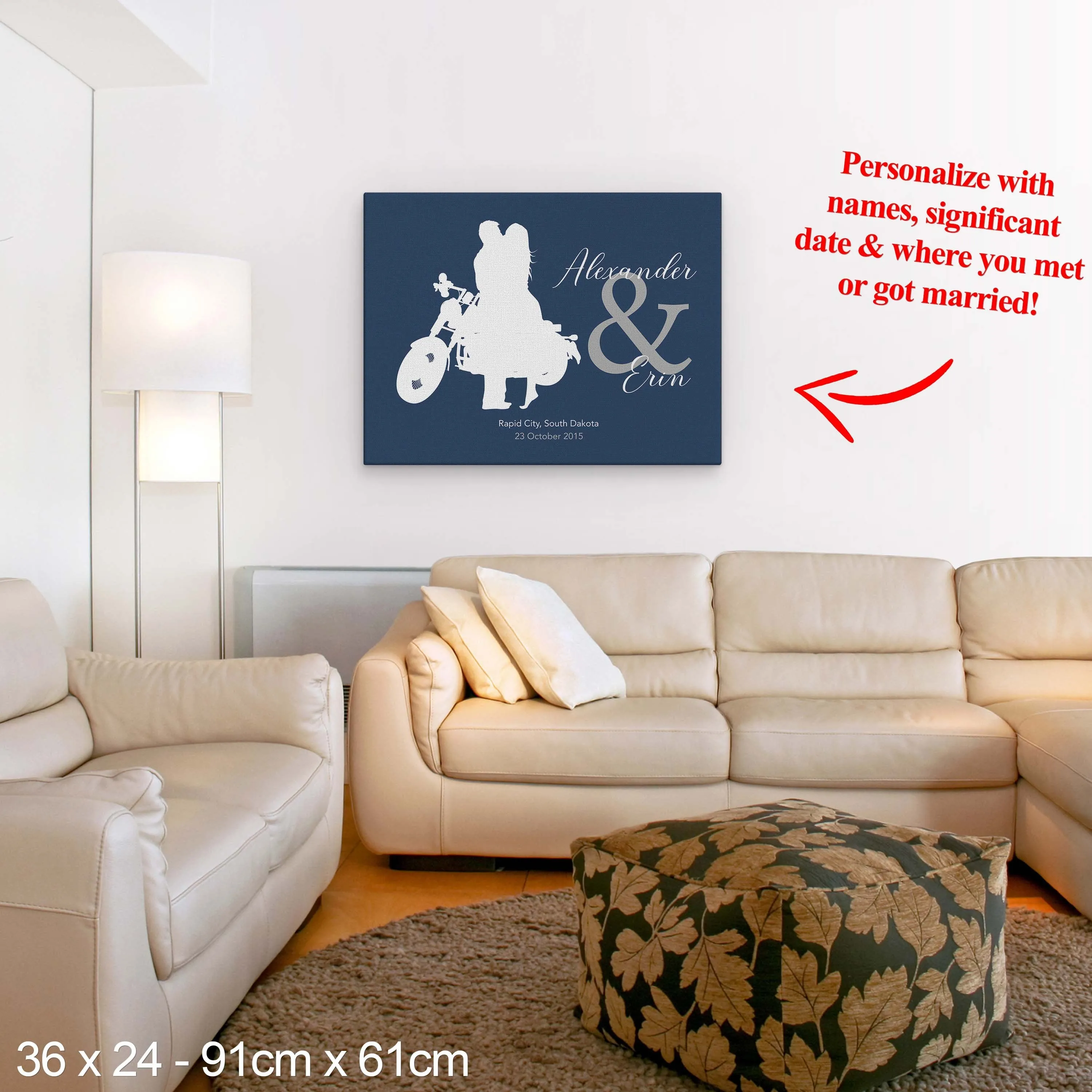 Happy Biker Couple - Matte Canvas Wall Art