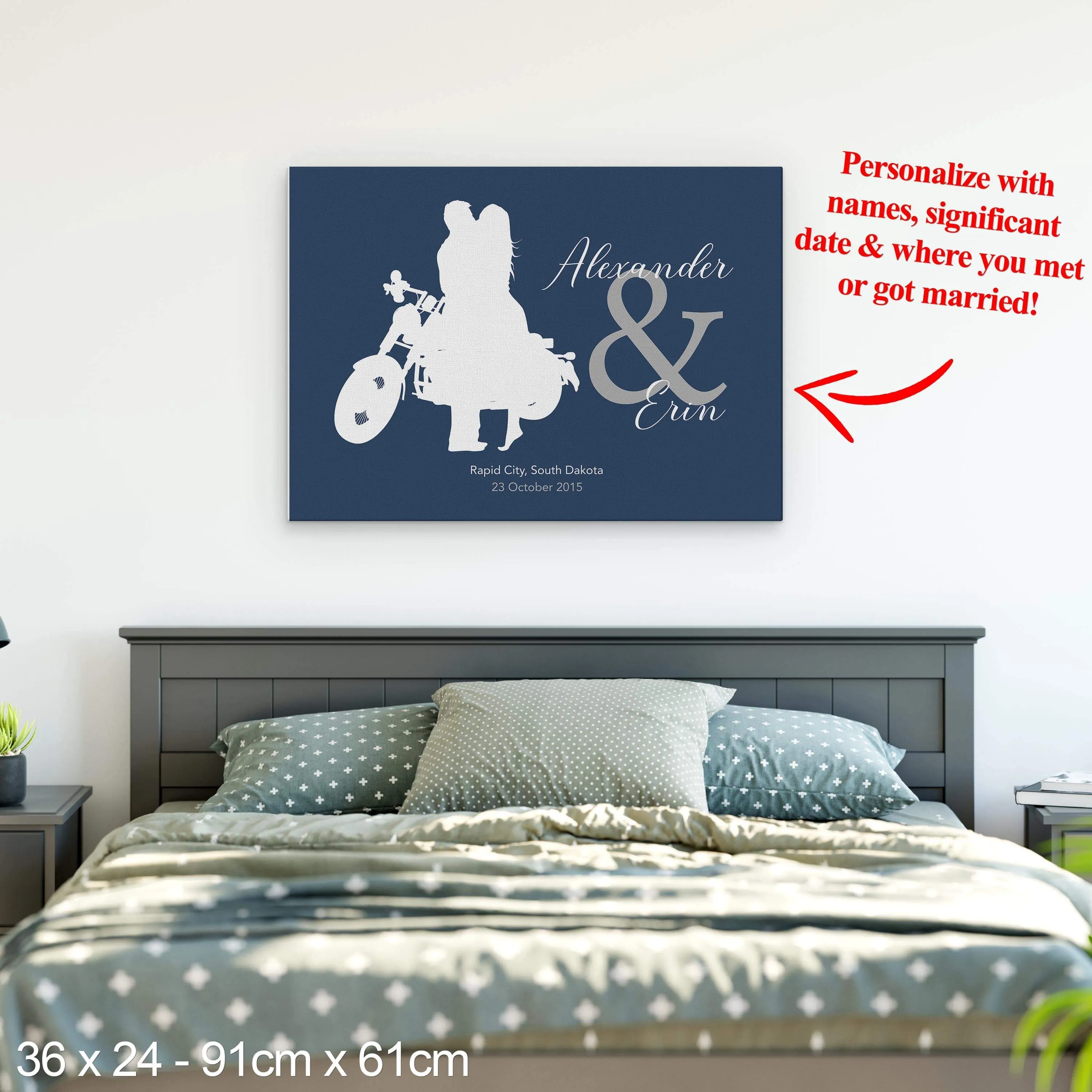Happy Biker Couple - Matte Canvas Wall Art