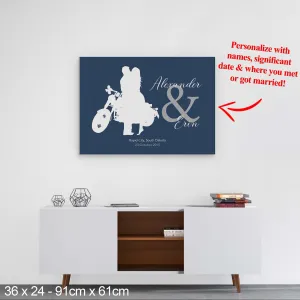 Happy Biker Couple - Matte Canvas Wall Art