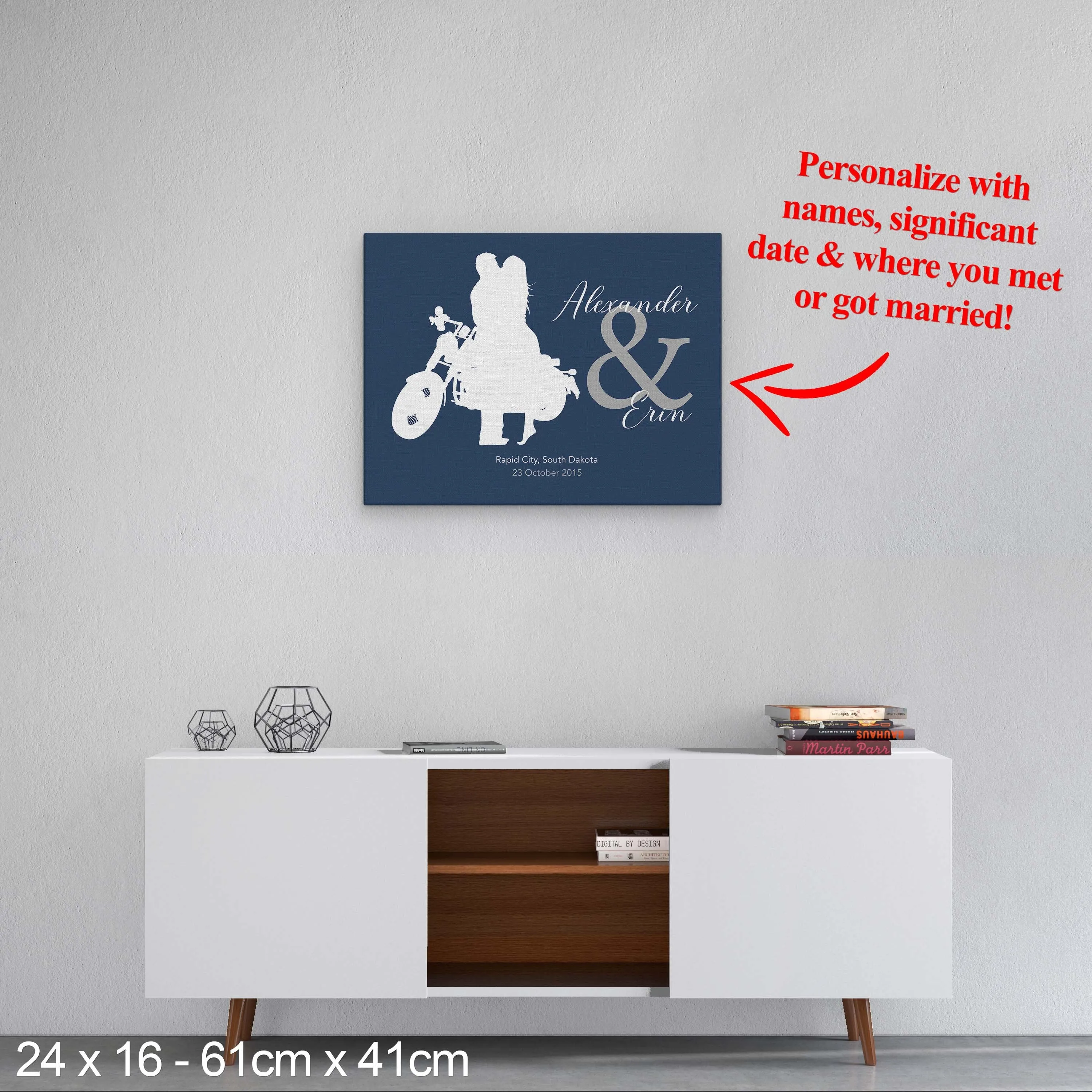 Happy Biker Couple - Matte Canvas Wall Art