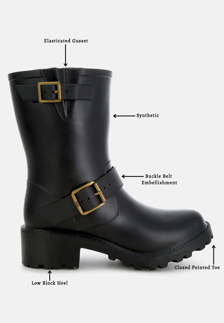 Harness Detail Calf Boots By Ruw