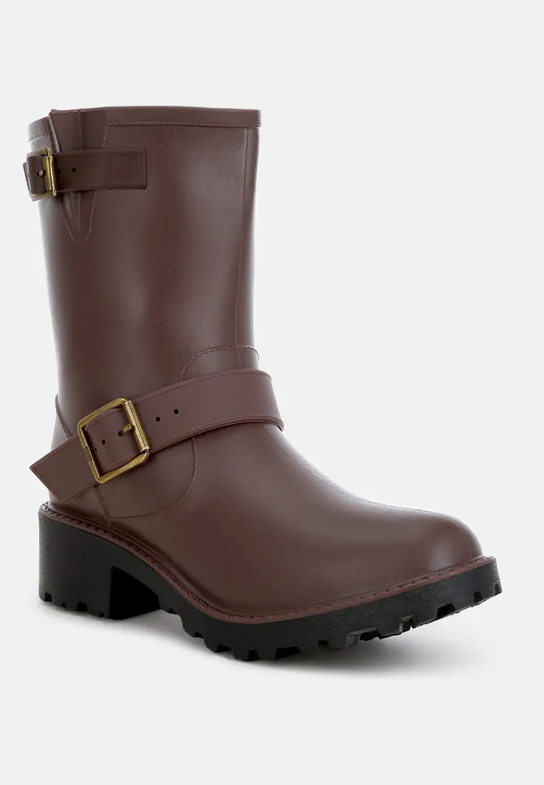 Harness Detail Calf Boots By Ruw