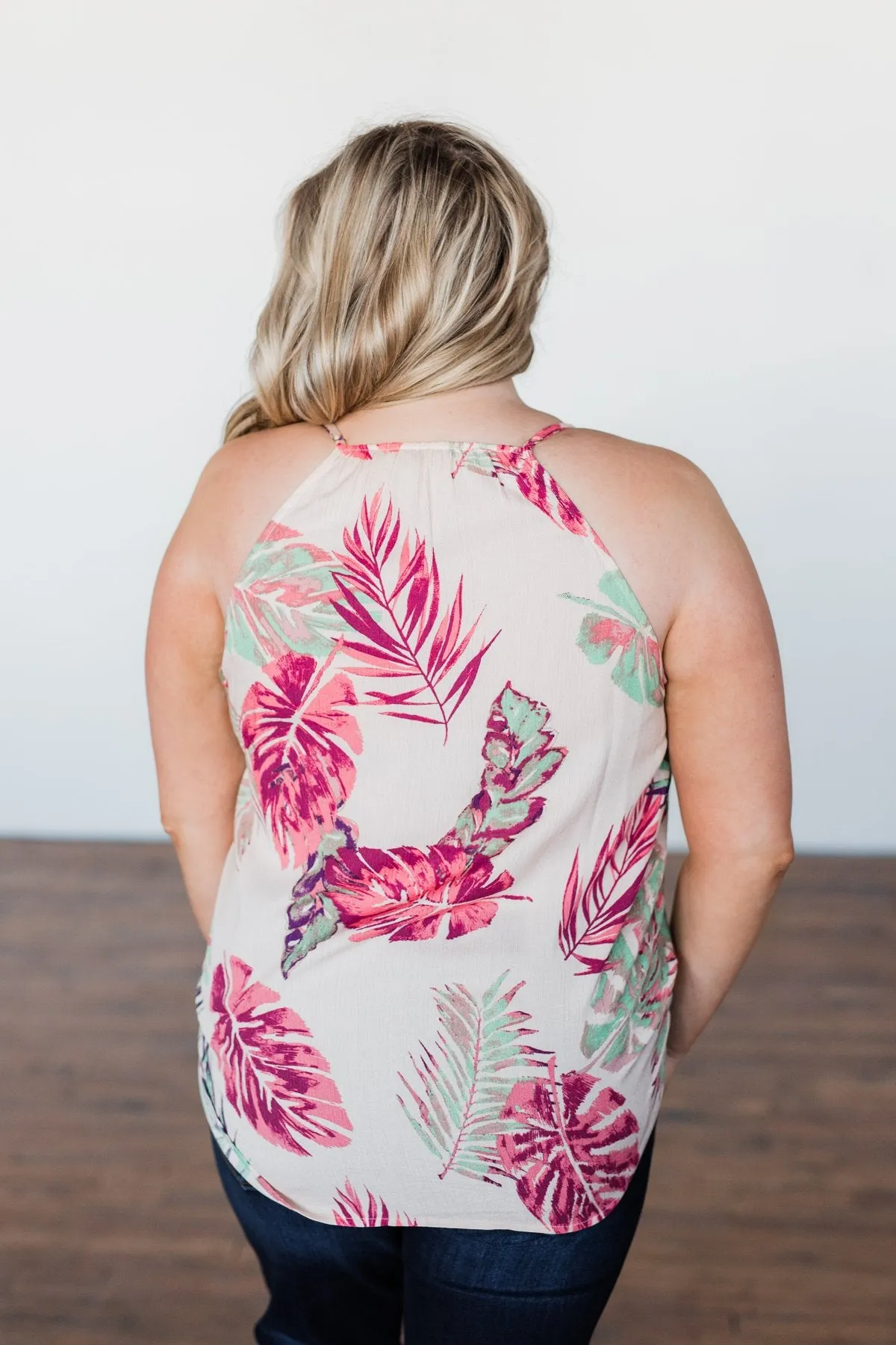Hawaiian Breeze Floral Wrap Tank Top- Multi-Colored