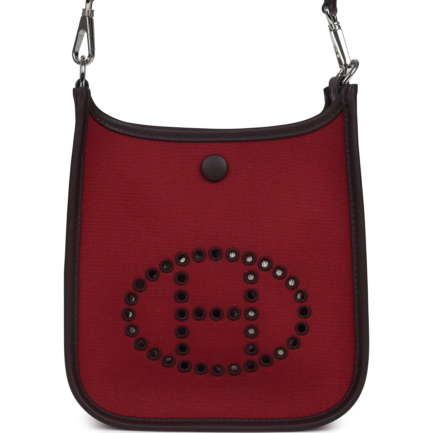 Hermes Neo Evelyne TPM Rubis Officier Canvas and Rouge Sellier Swift Palladium Hardware