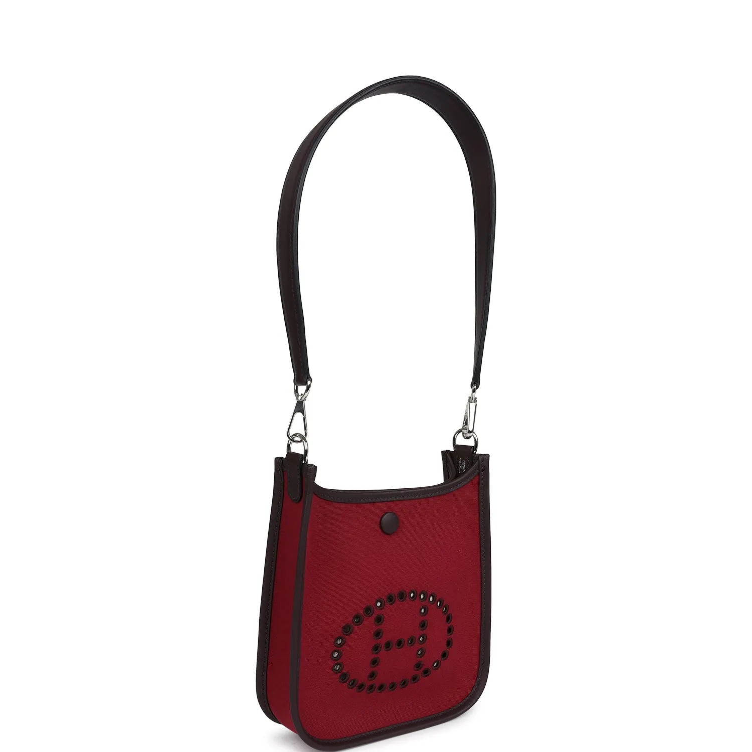 Hermes Neo Evelyne TPM Rubis Officier Canvas and Rouge Sellier Swift Palladium Hardware