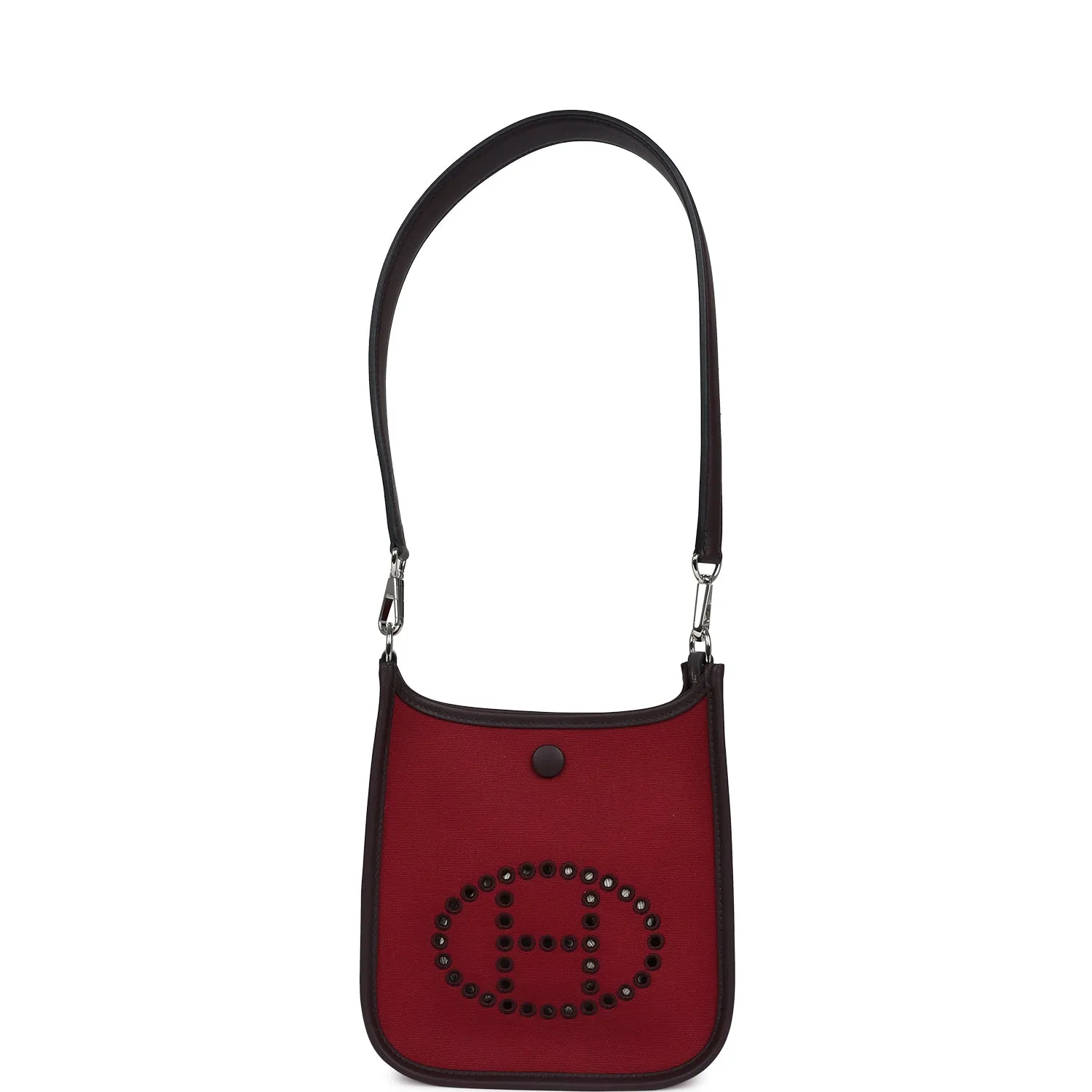 Hermes Neo Evelyne TPM Rubis Officier Canvas and Rouge Sellier Swift Palladium Hardware