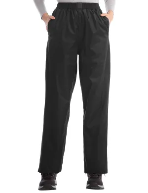 iCreek Women's Rain Pants Waterproof Hiking Pants Windproof Lightweight Over Pants Work Rain Outdoor for Golf, Fishing（Black）