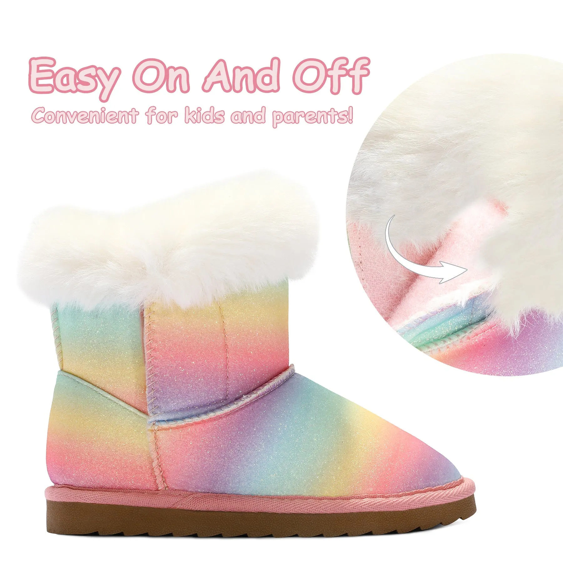 Iridescent Glitter Winter Warm Snow Boots