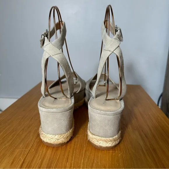Kenneth Cole Lorelei Platform Ankle Strap Espadrille Wedge, Size 8.5, Light Gray