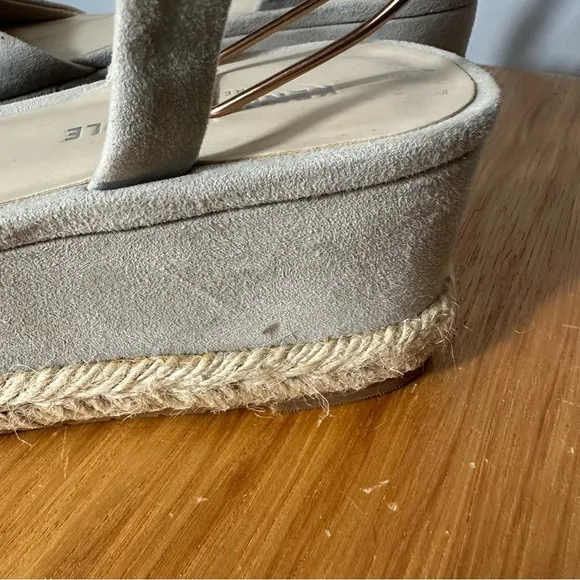 Kenneth Cole Lorelei Platform Ankle Strap Espadrille Wedge, Size 8.5, Light Gray