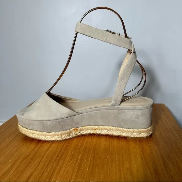 Kenneth Cole Lorelei Platform Ankle Strap Espadrille Wedge, Size 8.5, Light Gray
